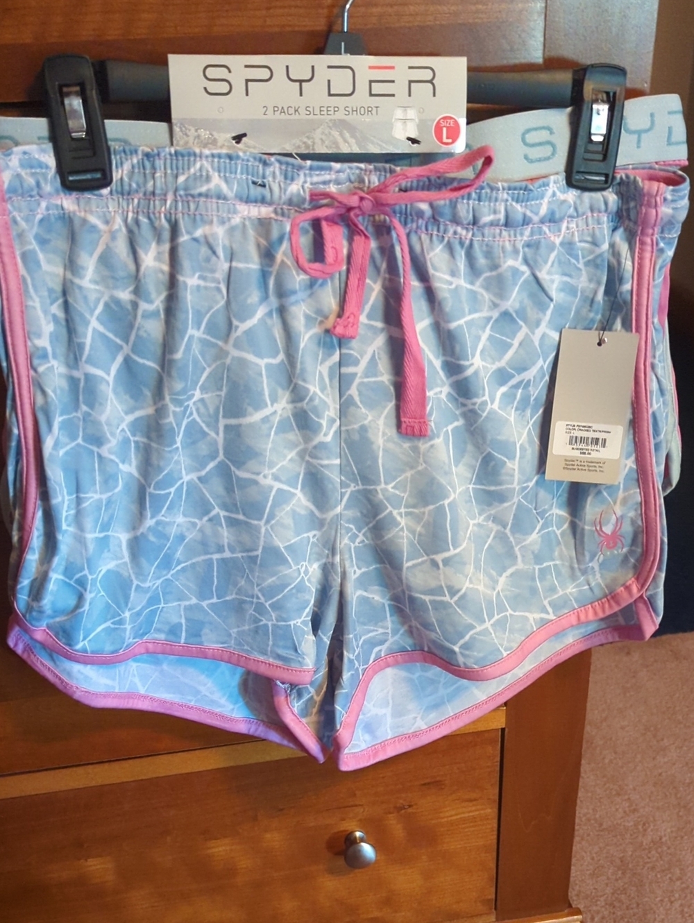 SpyderWomen'sLight Blue&PinkSleepShorts Pink &,Grey. 2 Pairs L